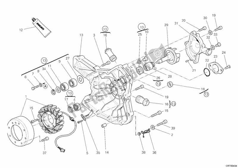 Alle onderdelen voor de Generatorafdekking - Waterpomp van de Ducati Superbike 1098 S Tricolore USA 2008